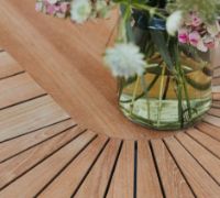 Bild von Mandalay Daisy Bootförmiger Tisch 200x90 cm inkl. 6 Gartenstühle Gartenmöbel-Set - Anthrazit/Teak