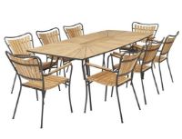 Bild von Mandalay Daisy Bootförmiger Tisch 200x90 cm inkl. 8 Gartenstühle Gartenmöbelset - Anthrazit/Teak