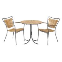 Bild von Mandalay Daisy Couchtisch Ø70 cm Inkl. 2 Gartenstühle Gartenmöbel-Set - Anthrazit/Teak