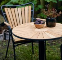 Bild von Mandalay Daisy Couchtisch Ø70 cm Inkl. 2 Gartenstühle Gartenmöbel-Set - Anthrazit/Teak