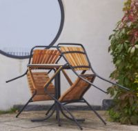 Bild von Mandalay Daisy Couchtisch Ø70 cm Inkl. 2 Gartenstühle Gartenmöbel-Set - Anthrazit/Teak