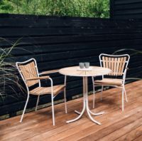 Bild von Mandalay Daisy Couchtisch Ø70 cm Inkl. 2 Gartenstühle Gartenmöbel-Set – Weiß/Teak