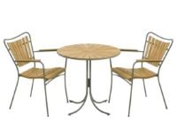 Bild von Mandalay Daisy Cafétisch Ø70 cm Inkl. 2 Gartenstühle Gartenmöbelset - Olivgrün/Teak