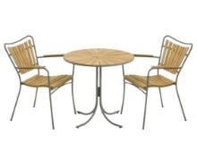 Bild von Mandalay Daisy Cafétisch Ø70 cm Inkl. 2 Gartenstühle Gartenmöbelset - Olivgrün/Teak