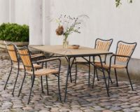 Bild von Mandalay Daisy Bootsförmiger Tisch 144x90 cm inkl. 4 Gartenstühle Gartenmöbel-Set - Anthrazit/Teak