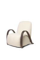 Bild von Ferm Living Buur Loungesessel Louisiana H: 87 cm - Dunkel gebeizte Eiche/Off-White Nordic Bouclé