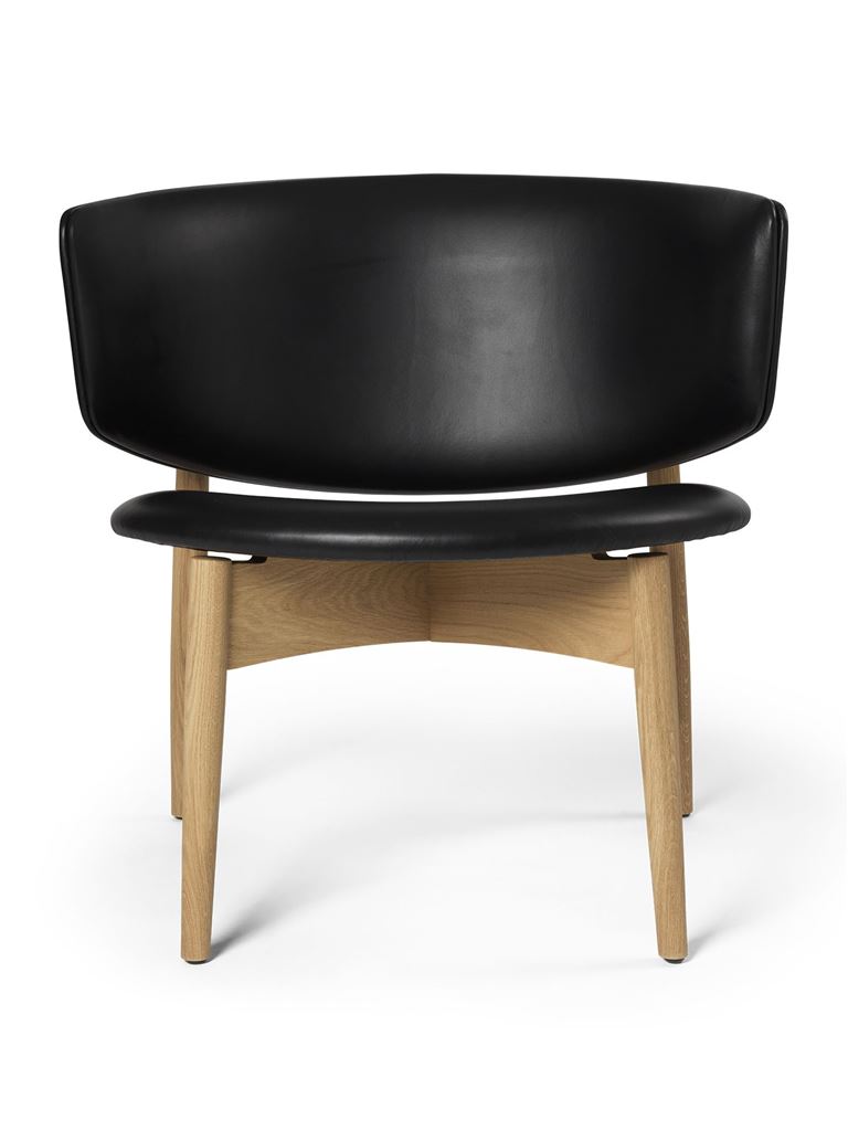 Bild von Ferm Living Herman Loungesessel H: 71 cm - Eiche/Envy Schwarzes Leder