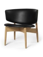 Bild von Ferm Living Herman Loungesessel H: 71 cm - Eiche/Envy Schwarzes Leder