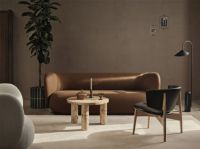 Bild von Ferm Living Herman Loungesessel H: 71 cm - Eiche/Envy Schwarzes Leder