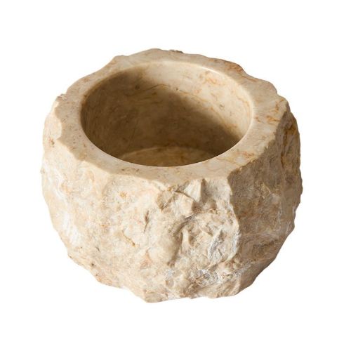 Muubs Lysestage Batu Ø: 10 cm - Creme Rustik Marmor