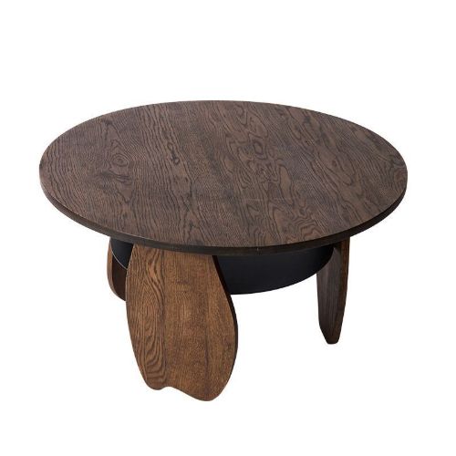 Muubs Couchtisch Ishi Ø: 80 cm – Eiche dunkel geölt/Metall