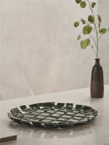 Ferm Living Plait Platte - Smaragdgrün