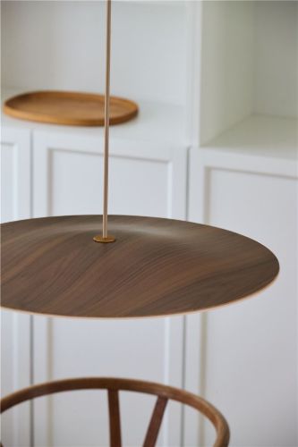 Piet Hein Sinus-Wood 550 Pendelleuchte Walnuss-Opalglas LED 10,5W Ø: 55 cm - Cremeweißes Textilkabel