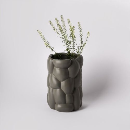 raw Cloud Große Vase H: 22 cm – Rauchgrün