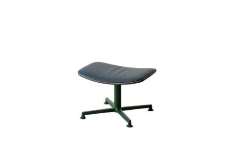 raawii Arba Ottoman H: 35 cm -Dark green base / dark blue leather
