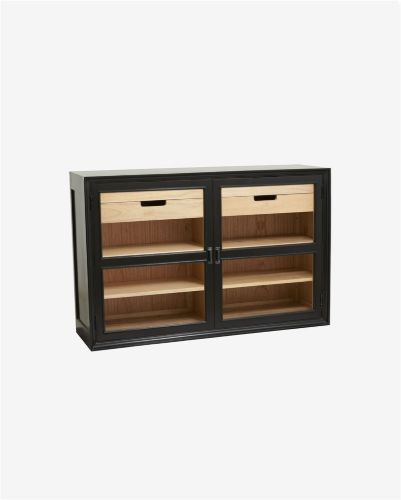 Nordal Viva Vitrine aus Holz, niedriges Modell m. 2 Türen B: 148 cm – Schwarz/Natur