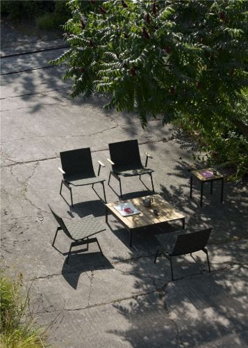 &Tradition Ville AV50 Outdoor-Sofatisch 90x90 cm - Bronzegrün/Teak