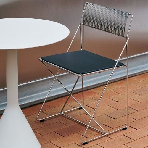 HAY X-Line Chrome Stuhl SH: 46 cm - Schwarz pulverbeschichteter Stahl