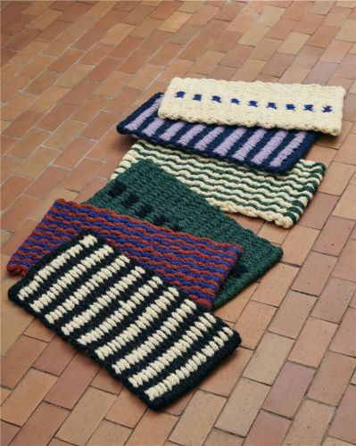 HAY Coco Fußmatte Streifen/Welle 80x40 cm - Dunkelgrün