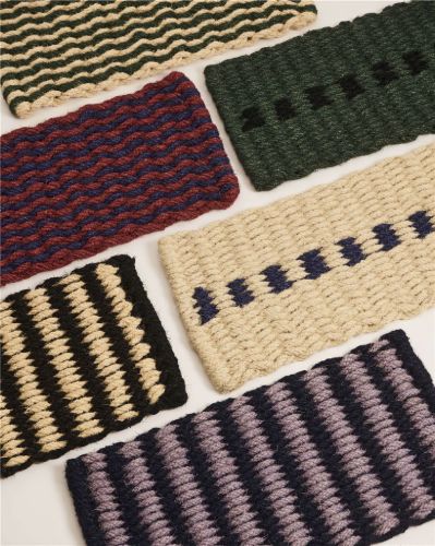 HAY Coco Fußmatte Stripe 80x40 cm - Lavendel/Marineblau
