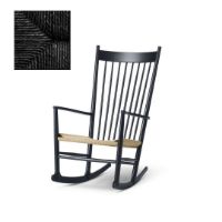 Bild von Fredericia Furniture 16000 J16 Wegner Schaukelstuhl SH: 42 cm – Schwarz lackierte Eiche/Schwarzes Korbgeflecht