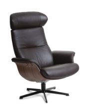 Bild von Conform Timeout Großer Sessel m. Swingback - Schwarzes Fantasy-Leder m. Walnuss/Schwarzes Aluminium 