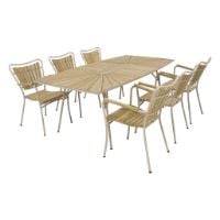 Bild von Mandalay Daisy Gartentisch L: 200 cm Inkl. 8 Gartenstühle Gartenmöbelset - Taupe/Teak