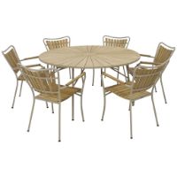 Bild von Mandalay Daisy Gartentisch Ø140 cm Inkl. 6 Gartenstühle Gartenmöbelset - Taupe/Teak