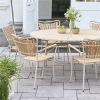 Bild von Mandalay Daisy Gartentisch Ø140 cm Inkl. 6 Gartenstühle Gartenmöbelset - Taupe/Teak