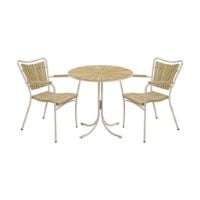 Bild von Mandalay Marguerit Cafétisch Ø: 70 cm Inkl. 2 Gartenstühle Gartenmöbelset - Taupe/Teak