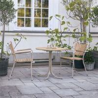 Bild von Mandalay Marguerit Cafétisch Ø: 70 cm Inkl. 2 Gartenstühle Gartenmöbelset - Taupe/Teak