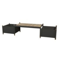 Bild von Cane-line Outdoor Sticks Bench inkl. 2 Pflanzgefäße B: 215 cm – Teak/Lavagrau VORBESTELLUNG: Ende März 2024