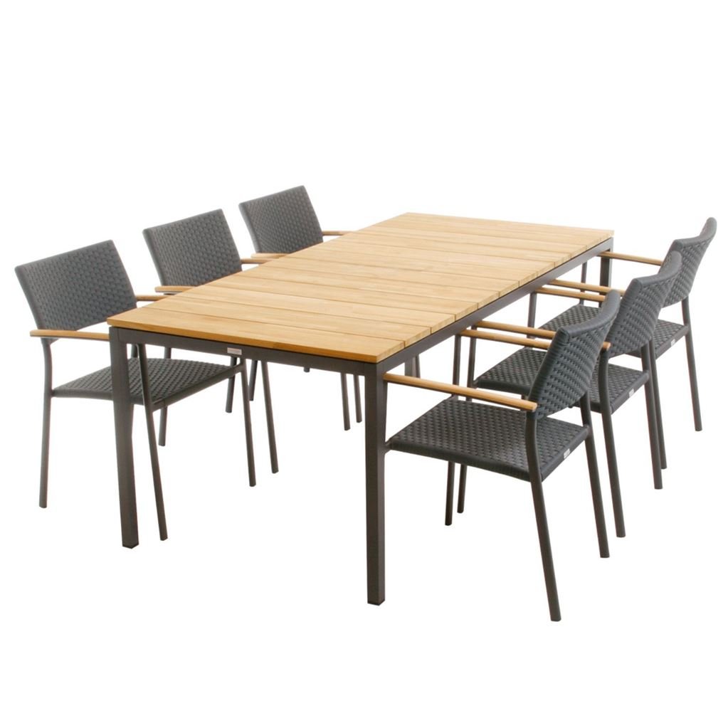 Bild von Mandalay Toscana Gartentisch L: 197 cm und 6 Siena Gartenstühle - Anthrazit 