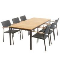 Bild von Mandalay Toscana Gartentisch L: 197 cm und 6 Siena Gartenstühle - Anthrazit 