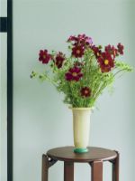 Bild von HAY Empire Vase Groß H: 25 cm - Sand mit zitronengrünem/grünem Sockel
