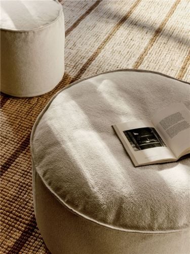 Ferm Living Aun Baumwoll-Pouf Ø: 40 cm - Cremeweiß