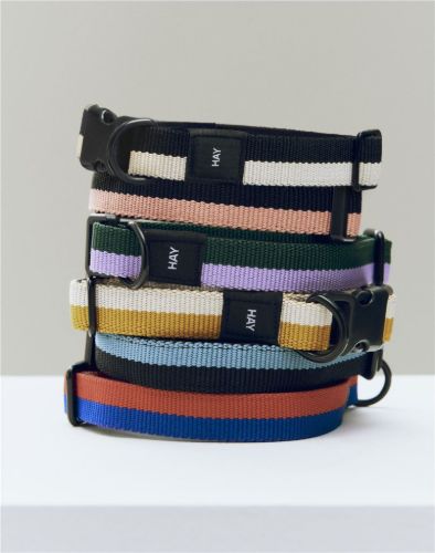 HAY Hundehalsband Flach S/M L: 45 cm - Weiß/Schwarz
