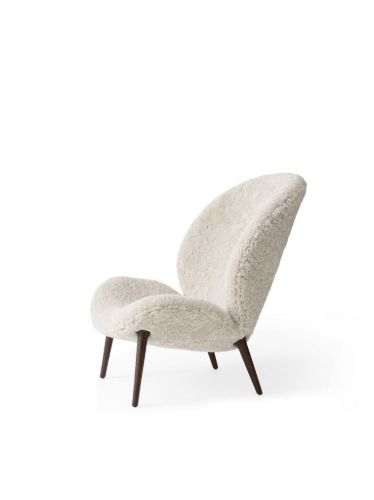 Vipp 466 Lodge Loungesessel H: 91,5 cm - Dunkle Eiche/Curly 09 Off-white