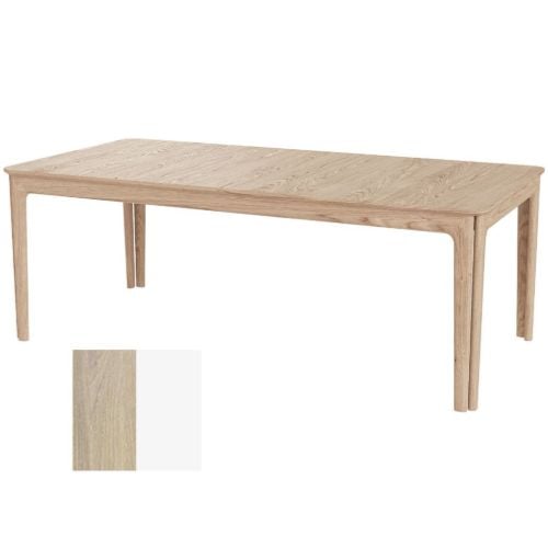 Skovby SM27 Spisebord inkl. 3 Tillægsplader L: 205-358 cm - Hvidolieret Eg/Hvid Laminat