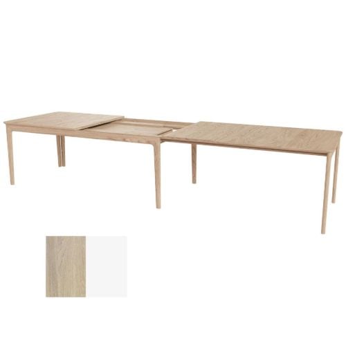 Skovby SM27 Esstisch inkl. 3 Einlegeplatten L: 205-358 cm - Weiß geölte Eiche/Weißes Laminat