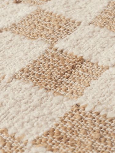 Ferm Living Karo-Woll-Jute-Teppich 140 x 200 – gebrochenes Weiß/Natur