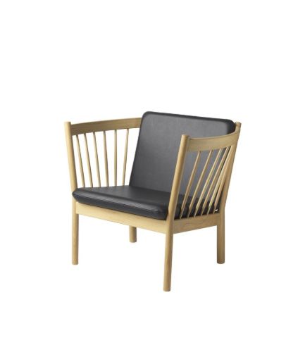 FDB Furniture Erik Ole Jørgensen J146 Sessel H: 79,5 cm – Eiche/Schwarzes Denver-Leder
