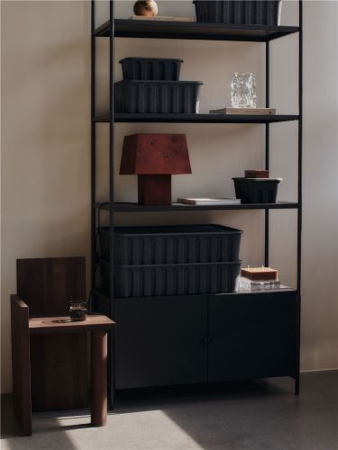 Ferm Living Paper Pulp Box 2er-Set Groß H: 15 cm - Anthrazit
