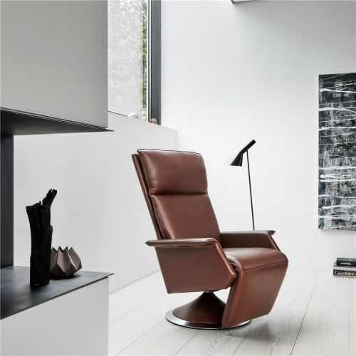 BERG Furniture Ato Sessel SH: 45 cm - Mattchrom/Nordic Brown Leder