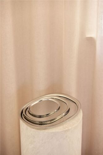 Piet Hein Super-Ellipsentrainer-Tablett, 3er-Pack, Edelstahl