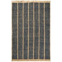 Bild von Ferm Living Athens Stripes Teppich 200x300 cm - Natur/Tintenblau