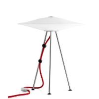 Bild von Piet Hein Sinus 330 Tischleuchte H: 37,2 cm – Opal/Rotes Kabel OUTLET