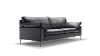 Bild von Søren Lund 329 2,5 Pers. Sofa L: 222 cm - Schwarzes Piedmont-Leder/Aluminium 