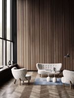 Bild von &Tradition Little Petra VB2 Sofa L: 150 cm – Geölter Walnuss/Schaffell Moonlight