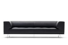 Bild von Fredericia Furniture 4511 Delphi 3 Pers. Sofa L: 240 cm – Schwarzes Leder/Aluminium – Kampagne